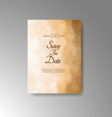 Soyut suluboya arkaplan içeren düğün davetiyesi