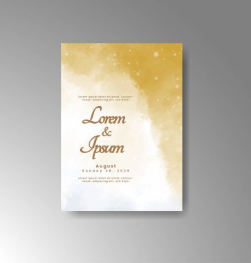 Soyut suluboya arkaplan içeren düğün davetiyesi