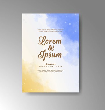 Soyut suluboya arkaplan içeren düğün davetiyesi