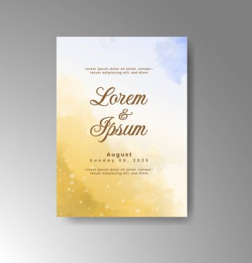 Soyut suluboya arkaplan içeren düğün davetiyesi