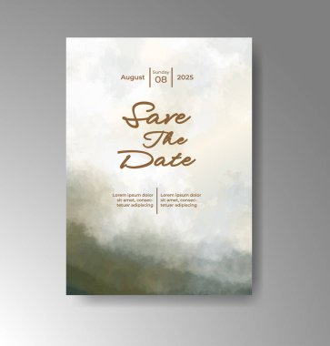 Soyut suluboya arkaplan içeren düğün davetiyesi