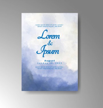 Soyut suluboya arkaplan içeren düğün davetiyesi