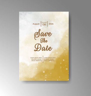 Soyut suluboya arkaplan içeren düğün davetiyesi