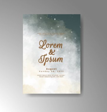 Soyut suluboya arkaplan içeren düğün davetiyesi