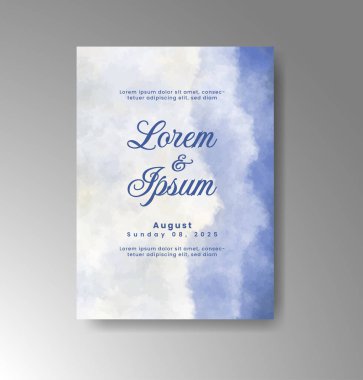 Soyut suluboya arkaplan içeren düğün davetiyesi