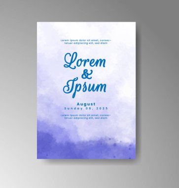 Soyut suluboya arkaplan içeren düğün davetiyesi