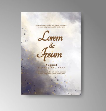 Soyut suluboya arkaplan içeren düğün davetiyesi