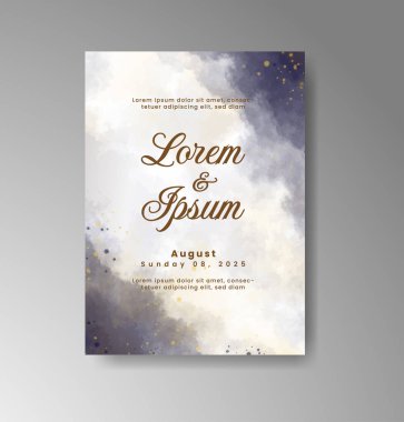 Soyut suluboya arkaplan içeren düğün davetiyesi