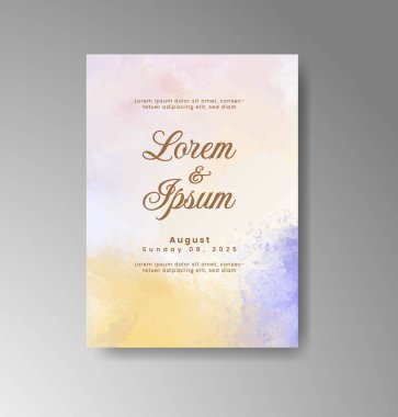 Soyut suluboya arkaplan içeren düğün davetiyesi