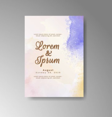 Soyut suluboya arkaplan içeren düğün davetiyesi