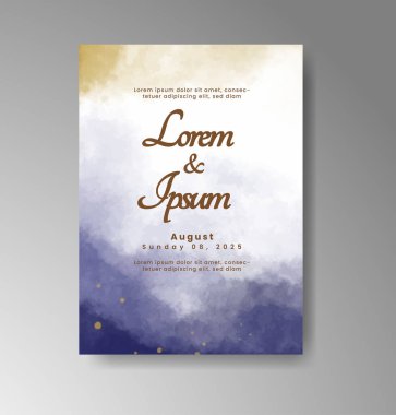 Soyut suluboya arkaplan içeren düğün davetiyesi