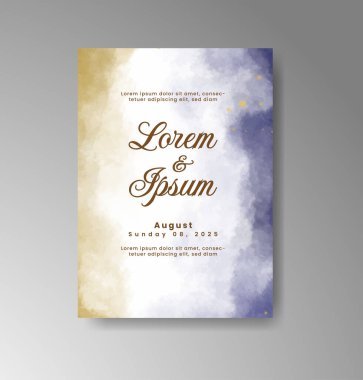 Soyut suluboya arkaplan içeren düğün davetiyesi