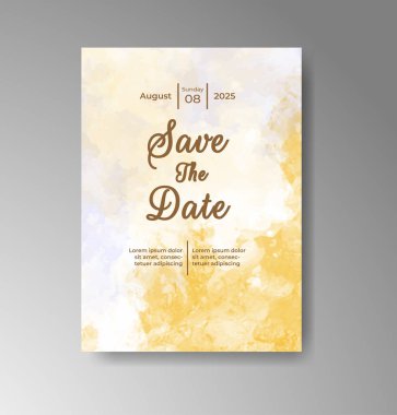 Soyut suluboya arkaplan içeren düğün davetiyesi