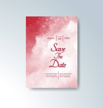 Soyut suluboya arkaplan içeren düğün davetiyesi