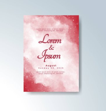 Soyut suluboya arkaplan içeren düğün davetiyesi