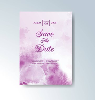 Soyut suluboya arkaplan içeren düğün davetiyesi