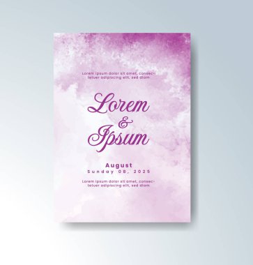 Soyut suluboya arkaplan içeren düğün davetiyesi