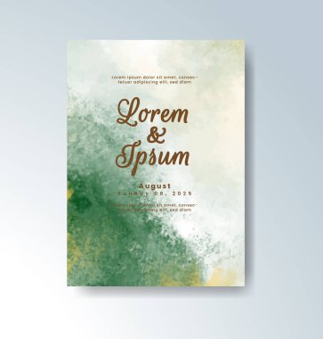 Soyut suluboya arkaplan içeren düğün davetiyesi