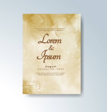 Soyut suluboya arkaplan içeren düğün davetiyesi