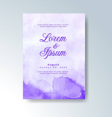 Soyut suluboya arkaplan içeren düğün davetiyesi