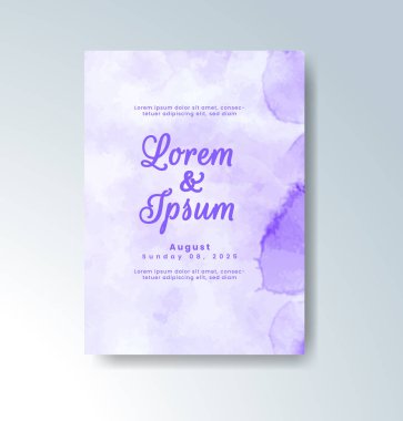 Soyut suluboya arkaplan içeren düğün davetiyesi