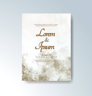 Soyut suluboya arkaplan içeren düğün davetiyesi