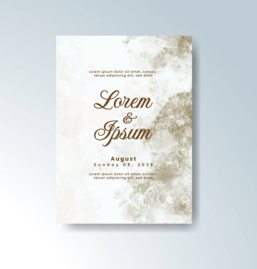 Soyut suluboya arkaplan içeren düğün davetiyesi