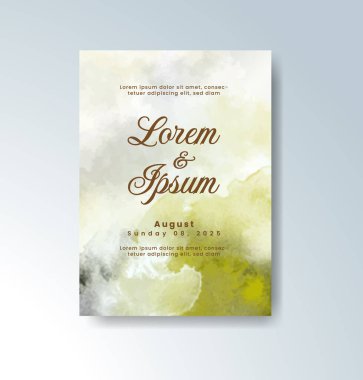 Soyut suluboya arkaplan içeren düğün davetiyesi