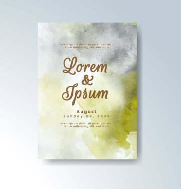 Soyut suluboya arkaplan içeren düğün davetiyesi