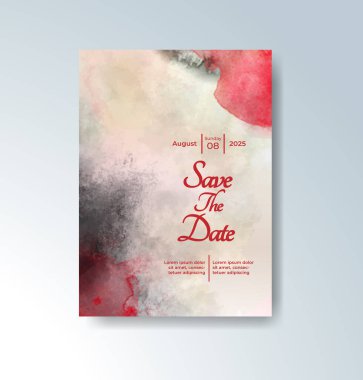 Soyut suluboya arkaplan içeren düğün davetiyesi