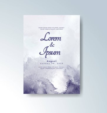 Soyut suluboya arkaplan içeren düğün davetiyesi