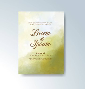 Soyut suluboya arkaplan içeren düğün davetiyesi