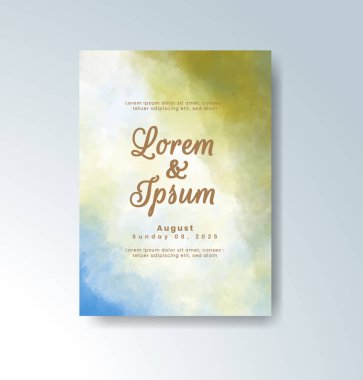 Soyut suluboya arkaplan içeren düğün davetiyesi