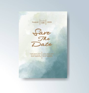 Soyut suluboya arkaplan içeren düğün davetiyesi