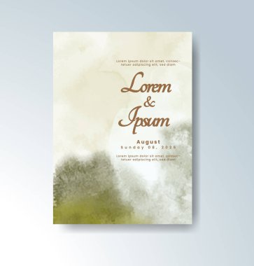 Soyut suluboya arkaplan içeren düğün davetiyesi