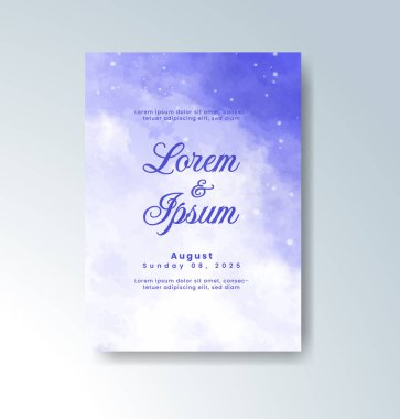 Soyut suluboya arkaplan içeren düğün davetiyesi