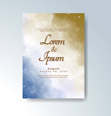 Soyut suluboya arkaplan içeren düğün davetiyesi