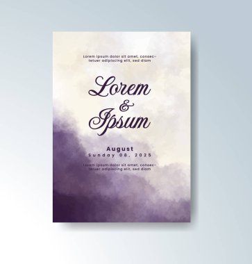 Soyut suluboya arkaplan içeren düğün davetiyesi