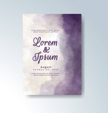 Soyut suluboya arkaplan içeren düğün davetiyesi