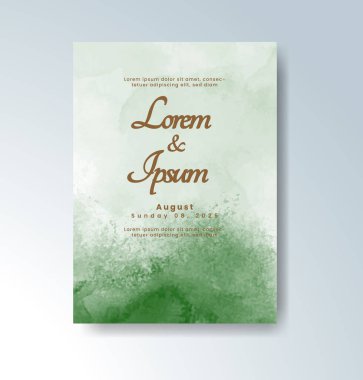 Soyut suluboya arkaplan içeren düğün davetiyesi