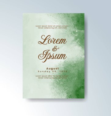 Soyut suluboya arkaplan içeren düğün davetiyesi