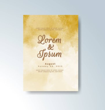 Soyut suluboya arkaplan içeren düğün davetiyesi