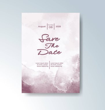 Soyut suluboya arkaplan içeren düğün davetiyesi