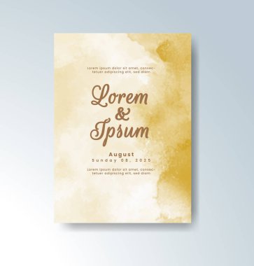 Soyut suluboya arkaplan içeren düğün davetiyesi