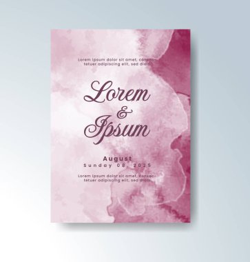 Soyut suluboya arkaplan içeren düğün davetiyesi