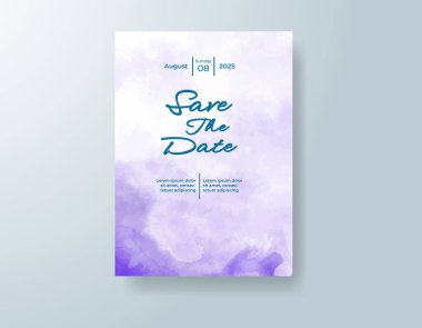 Soyut sıçramalı suluboya düğün davetiyesi