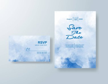 Soyut sıçramalı suluboya düğün davetiyesi