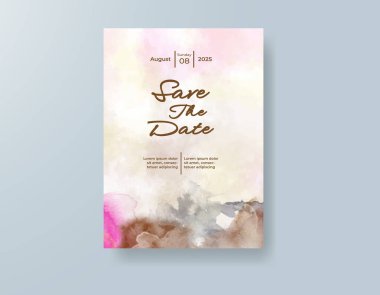 Soyut sıçramalı suluboya düğün davetiyesi