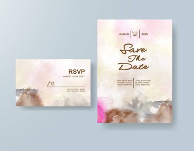 Soyut sıçramalı suluboya düğün davetiyesi