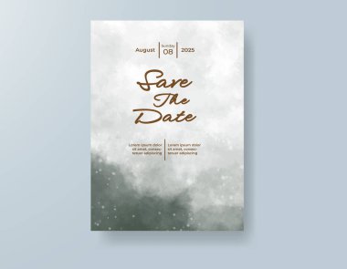 Soyut sıçramalı suluboya düğün davetiyesi